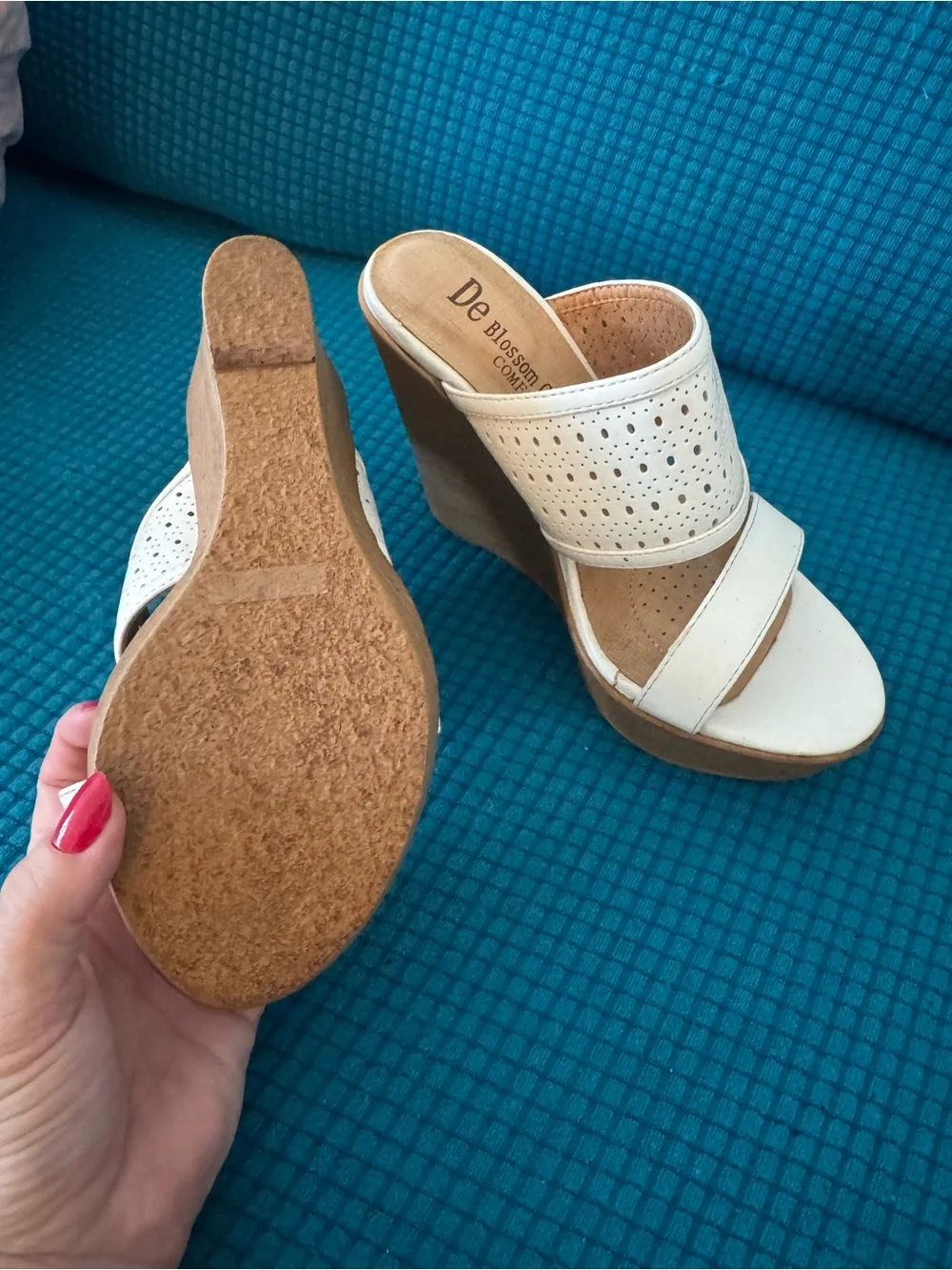 De Blossom White Platform Wedge Sandals Y2K Cutout Heels. Never worn